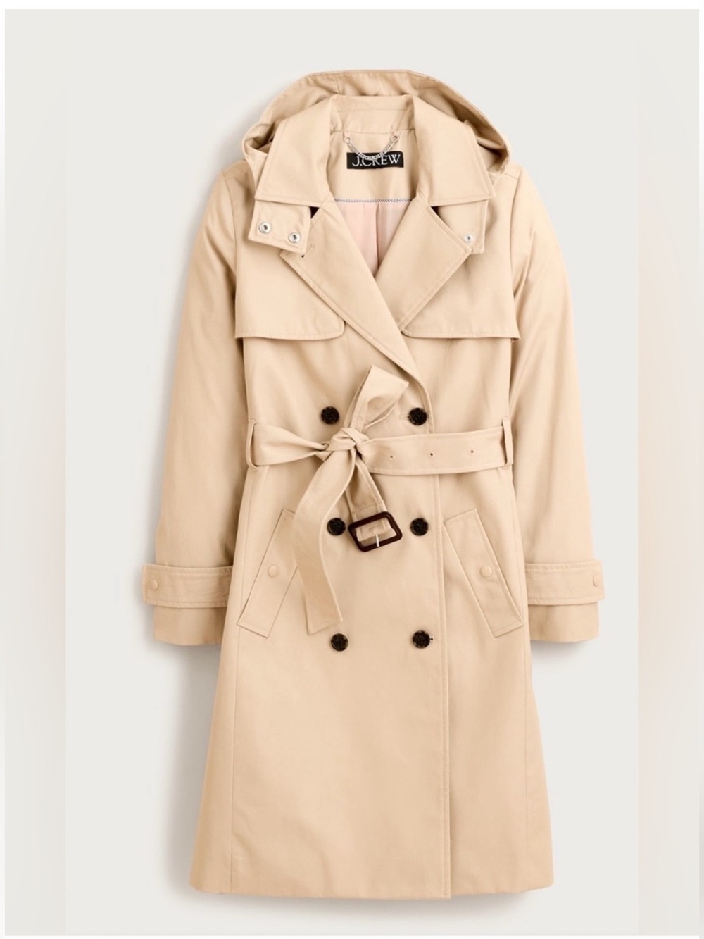 🧥 J. Crew Icon Hooded Double-Breasted Trench Coat Like new 🧥